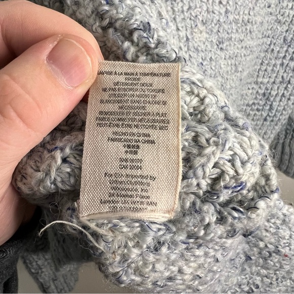 Free People Blue Chunky Knit Wool Sweater Size XS Fall Comfy Cowl Neck Boxy - Picture 8 of 8